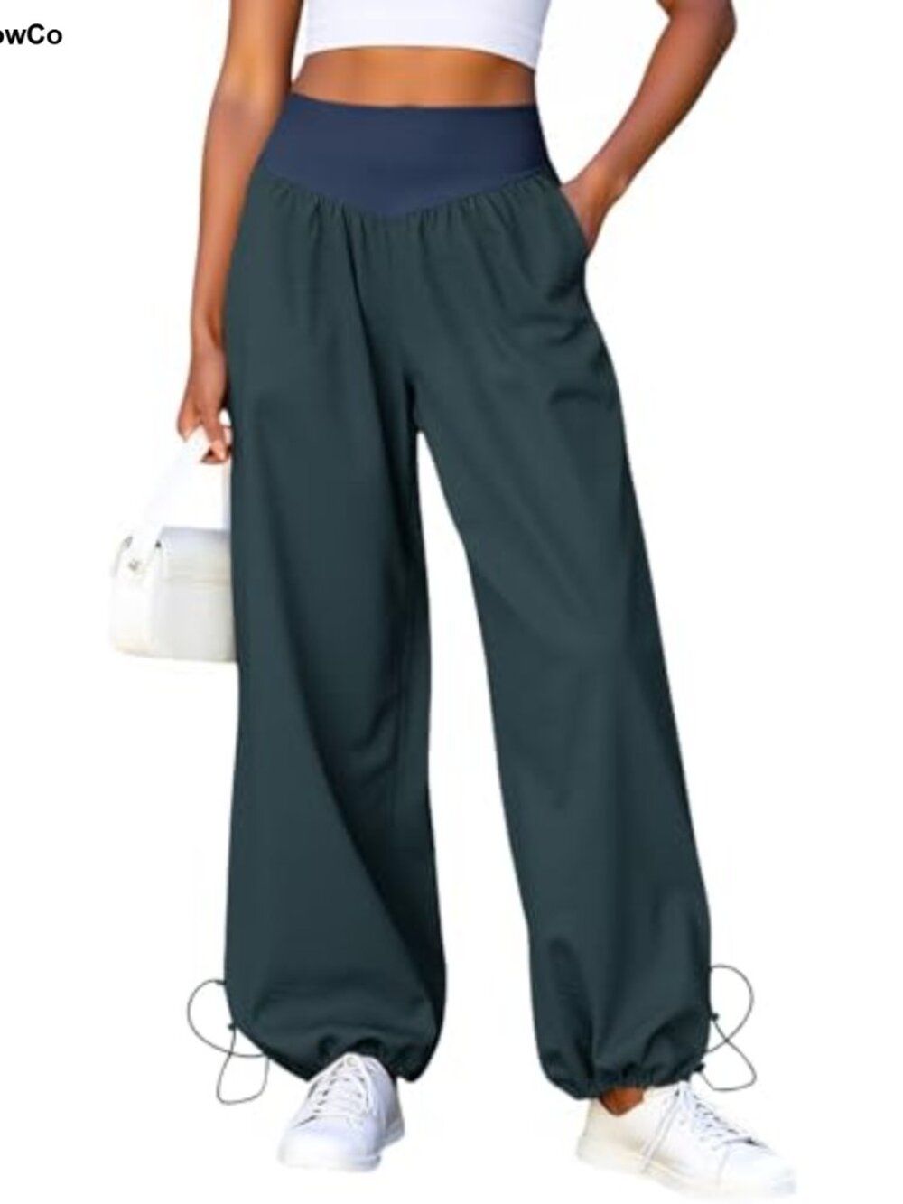 Wide Leg High Waist Drawstring Cuffs Lounge Pants with Pockets